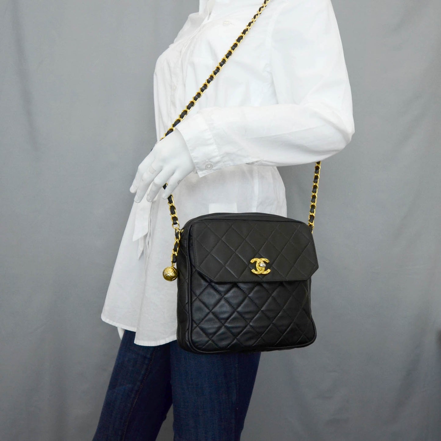 Lambskin Quilted Flap Bag Black GHW