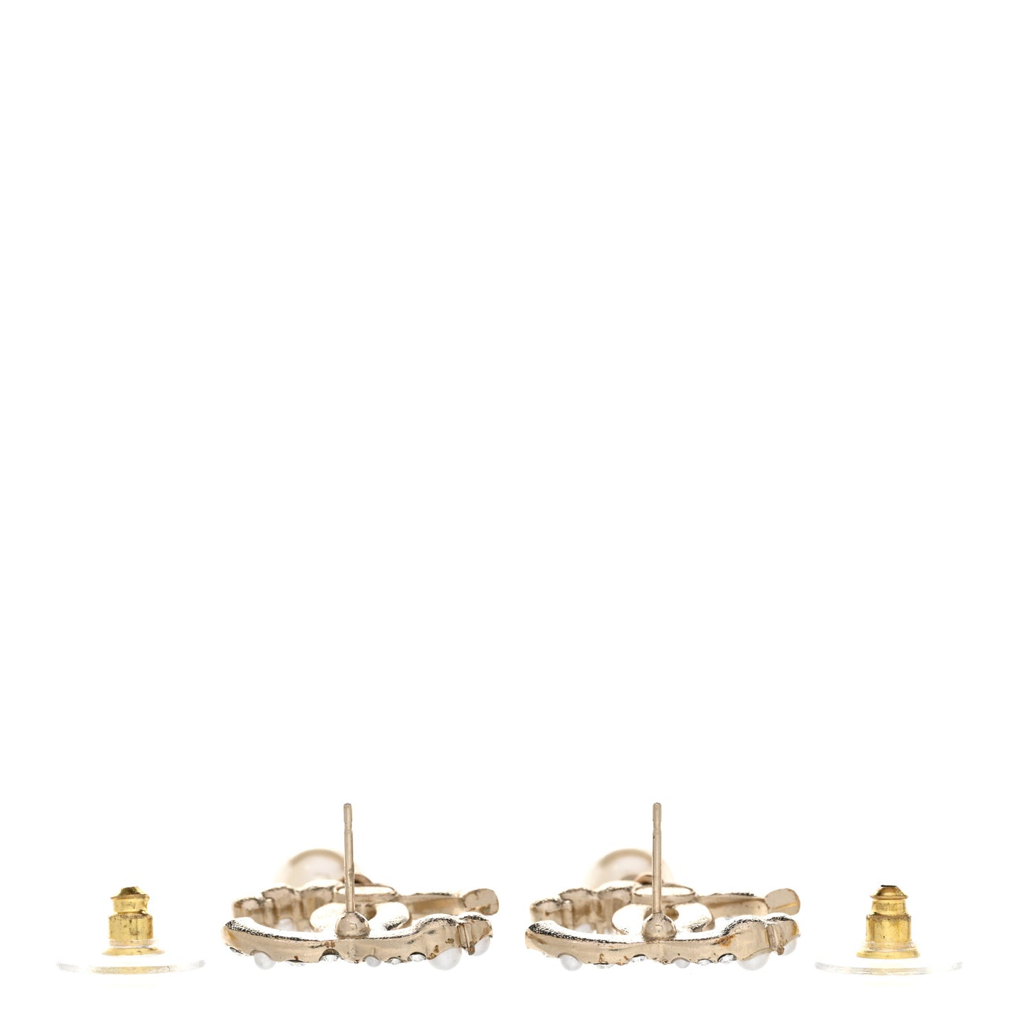 Crystal Pearl CC Drop Earrings Gold Pearly White