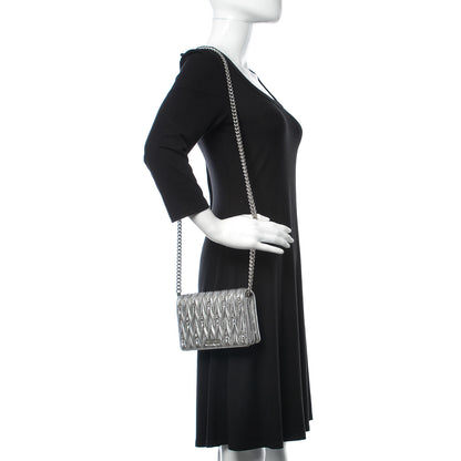 Miu Miu Nappa Crystal Chain Crossbody Cromo 2 of 11