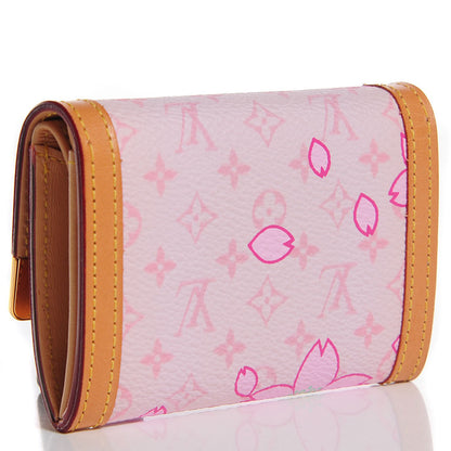 Louis Vuitton Monogram Cherry Blossom Porte-Monnaie Plat Coin Purse Pink 3 of 8