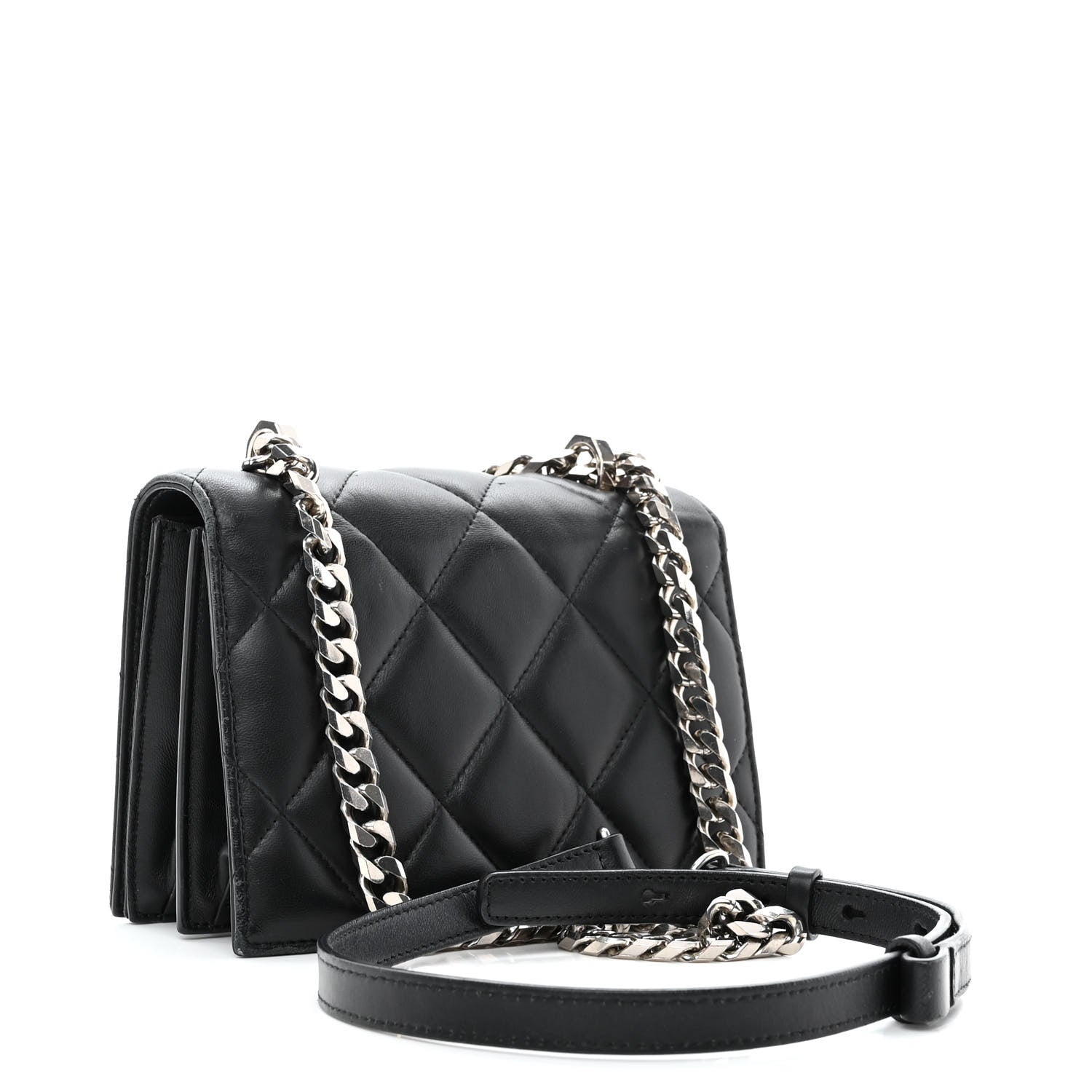 Alexander McQueen Lambskin Quilted Knuckle Shoulder Bag Black 3 of 9