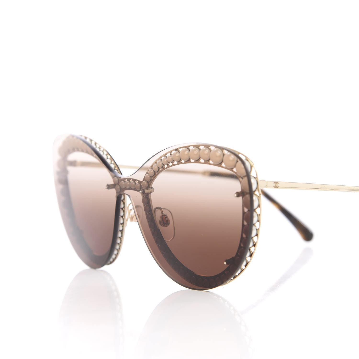 Chanel Acetate Metal Pearl Butterfly Sunglasses 4236-H Brown 5 of 8