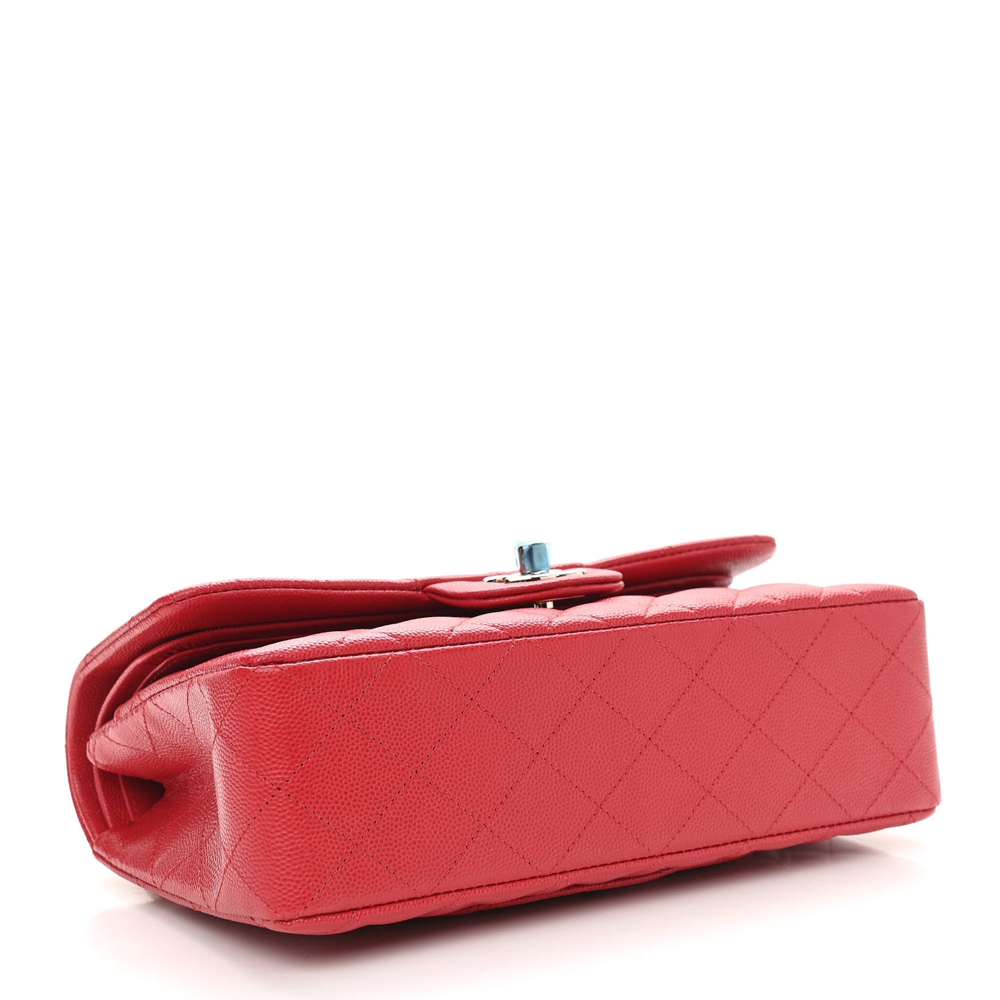 Caviar Quilted Small Double Flap Red