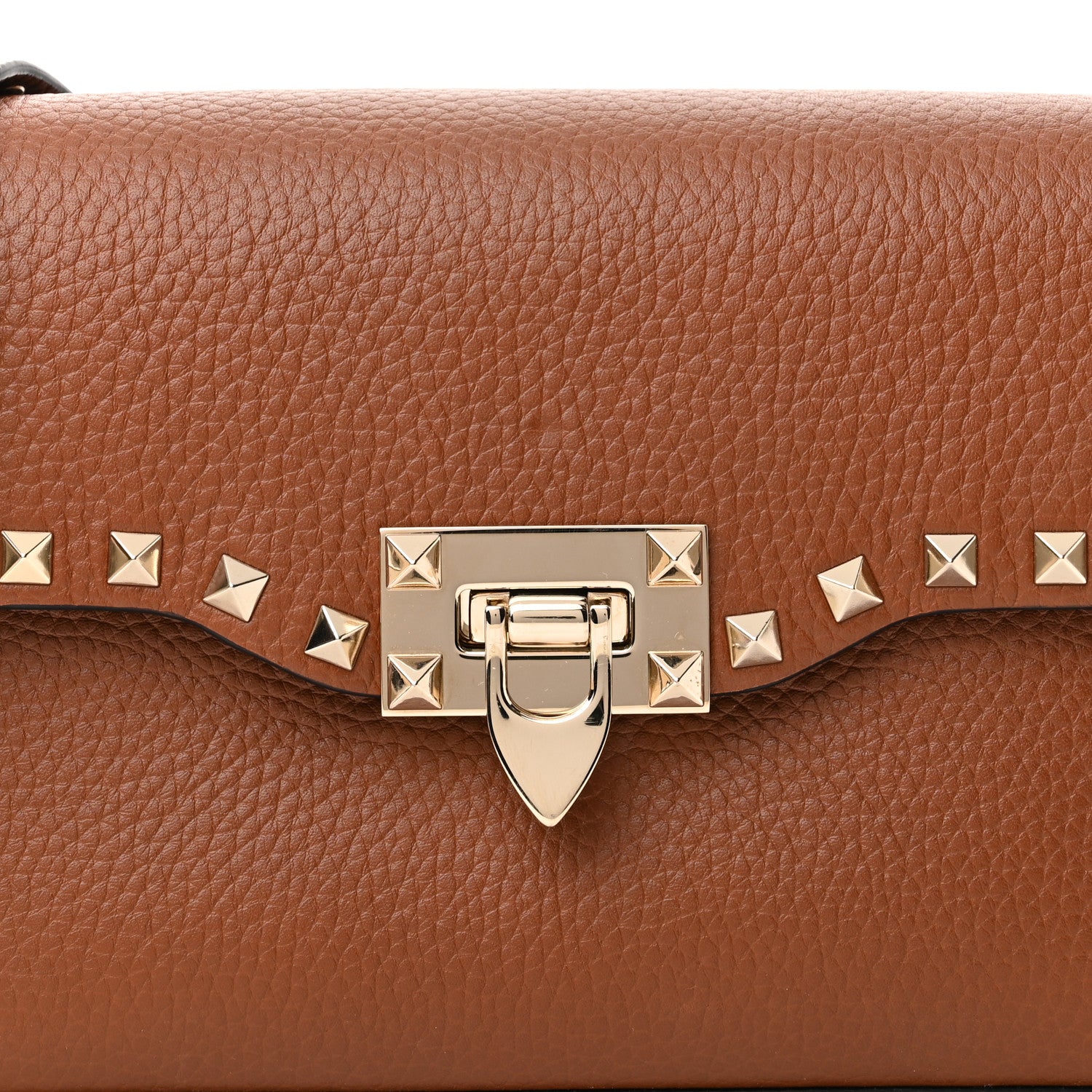 Valentino Garavani Pebbled Calfskin Medium Rockstud Flip Lock Crossbody Bag Bright Cognac 6 of 8