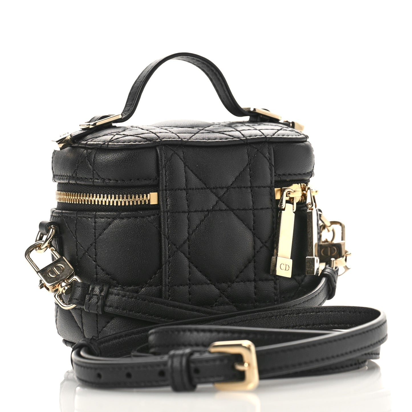 Lambskin Cannage Micro Lady Dior Vanity Case Black