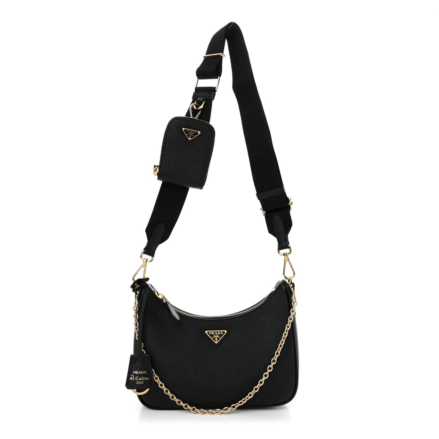 Saffiano Lux Re-Edition 2005 Shoulder Bag Black