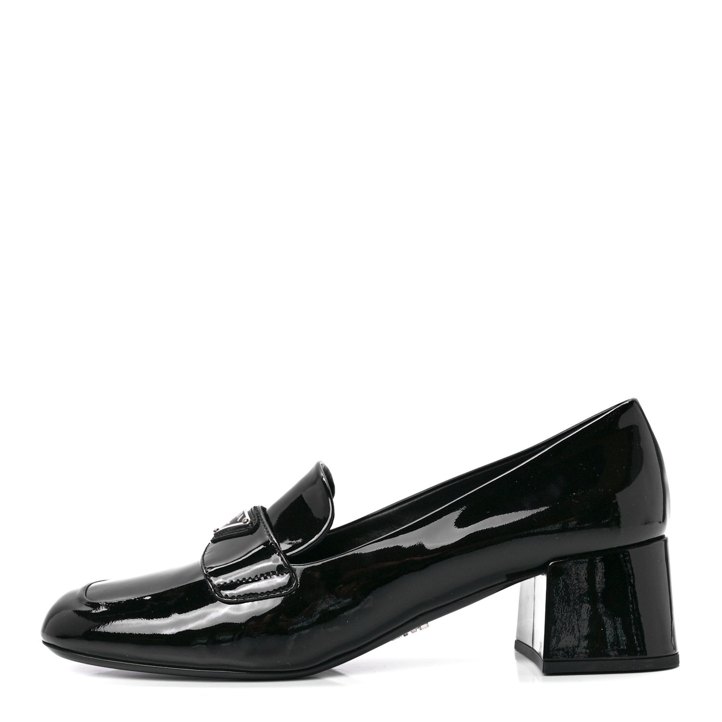 Vernice Metal Triangle Logo 45mm Loafer Pumps 39.5 Black