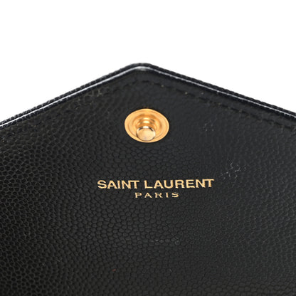 Saint Laurent Grain De Poudre Matelasse Chevron Monogram Flap Wallet Black 6 of 6