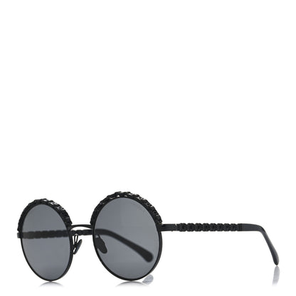 Chanel Metal Calfskin Round Chain Sunglasses 4265-Q Black 1 of 7