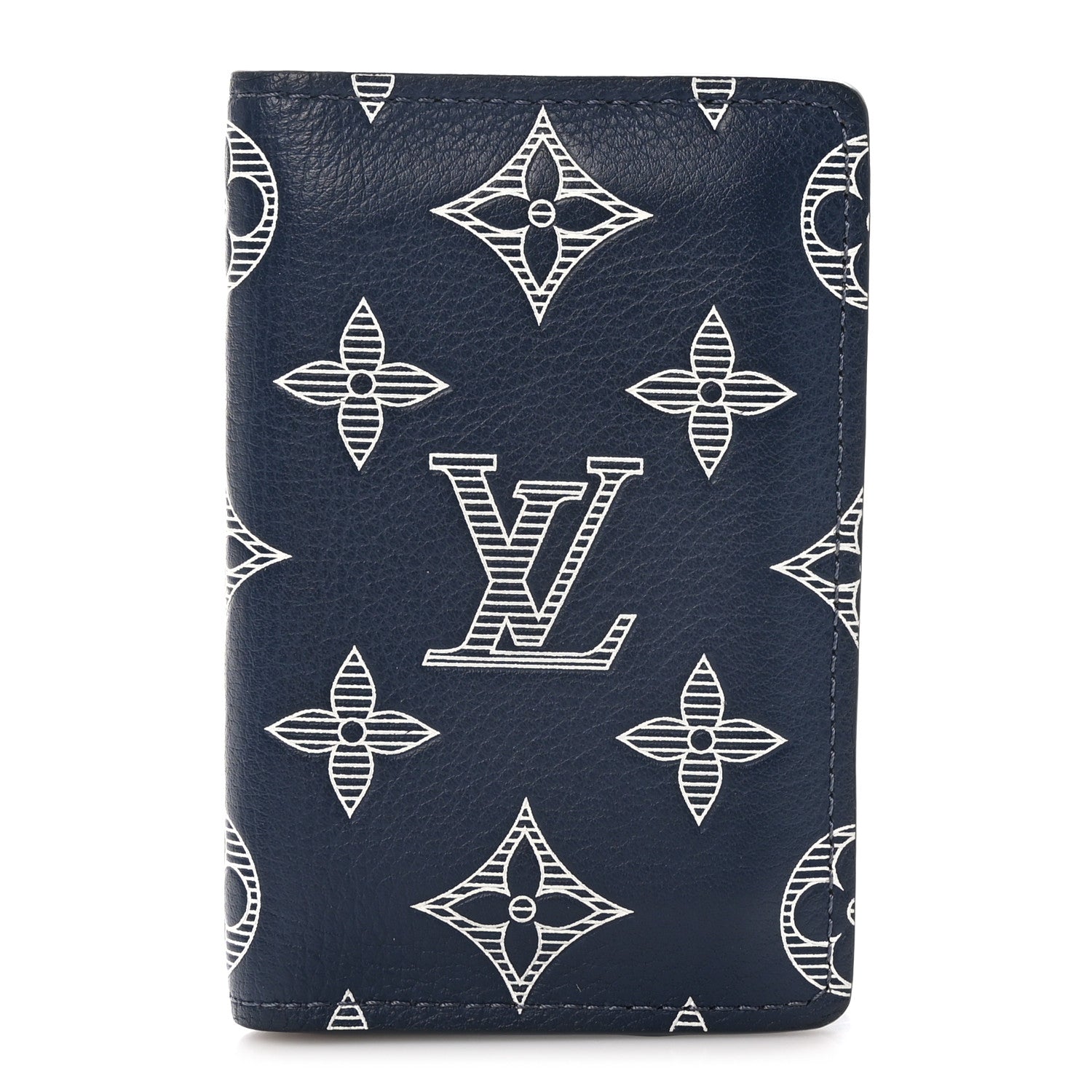 Louis Vuitton Calfskin Monogram Shadow Pocket Organizer Navy Blue White 1 of 7