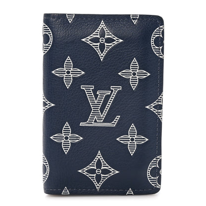 Louis Vuitton Calfskin Monogram Shadow Pocket Organizer Navy Blue White 1 of 7