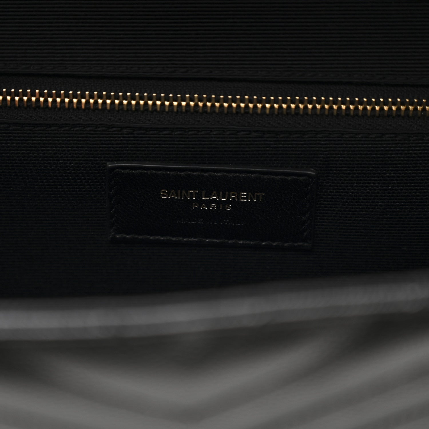 Saint Laurent Grain De Poudre Matelasse Chevron Large Monogram Satchel  Black 6 of 10