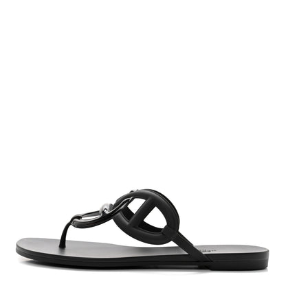 Hermes Rubber Womens Egerie Sandals 41 Black 1 of 9