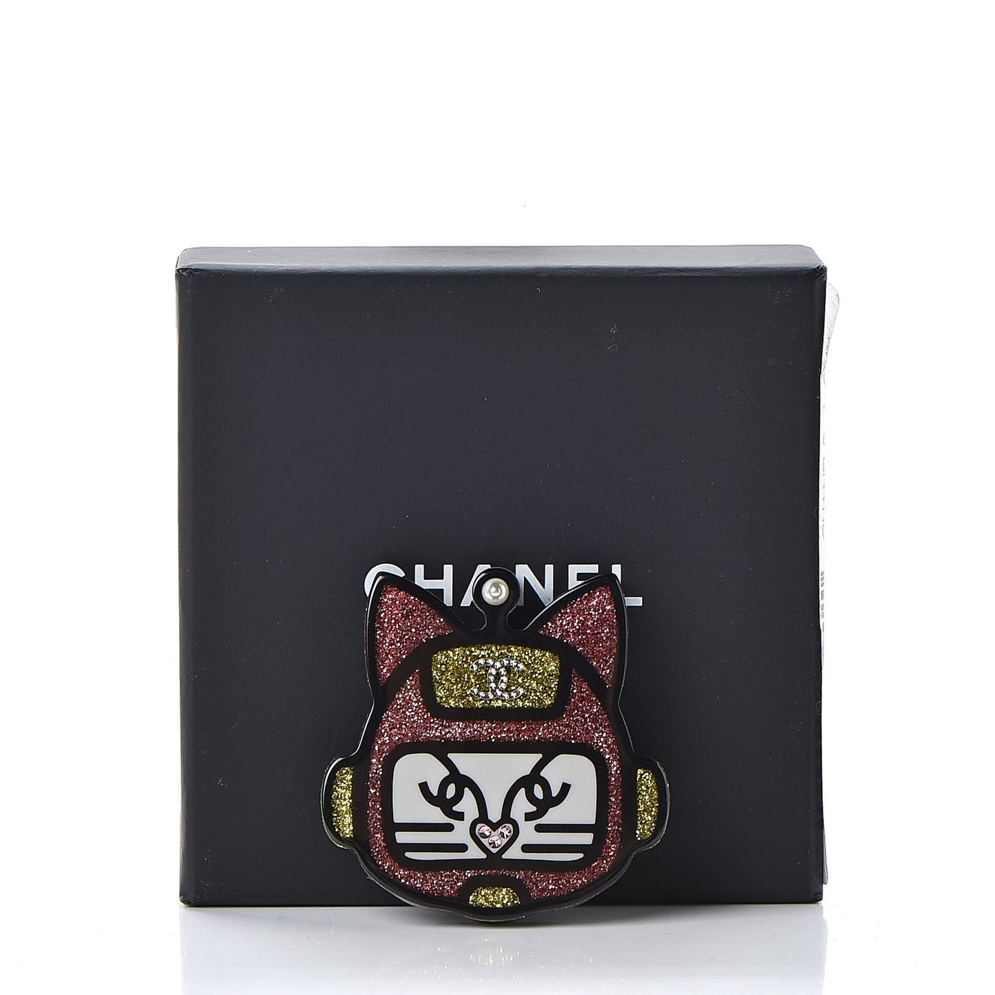Resin Crystal Cat Emoji Brooch Black Pink Yellow