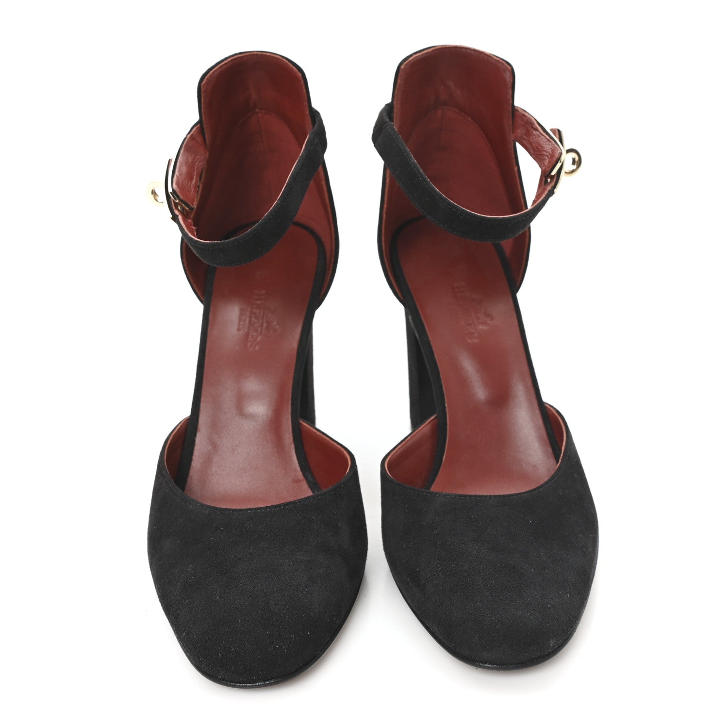 Hermes Suede Goatskin Baby 90 Pump 37 Black 3 of 10