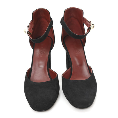 Hermes Suede Goatskin Baby 90 Pump 37 Black 3 of 10