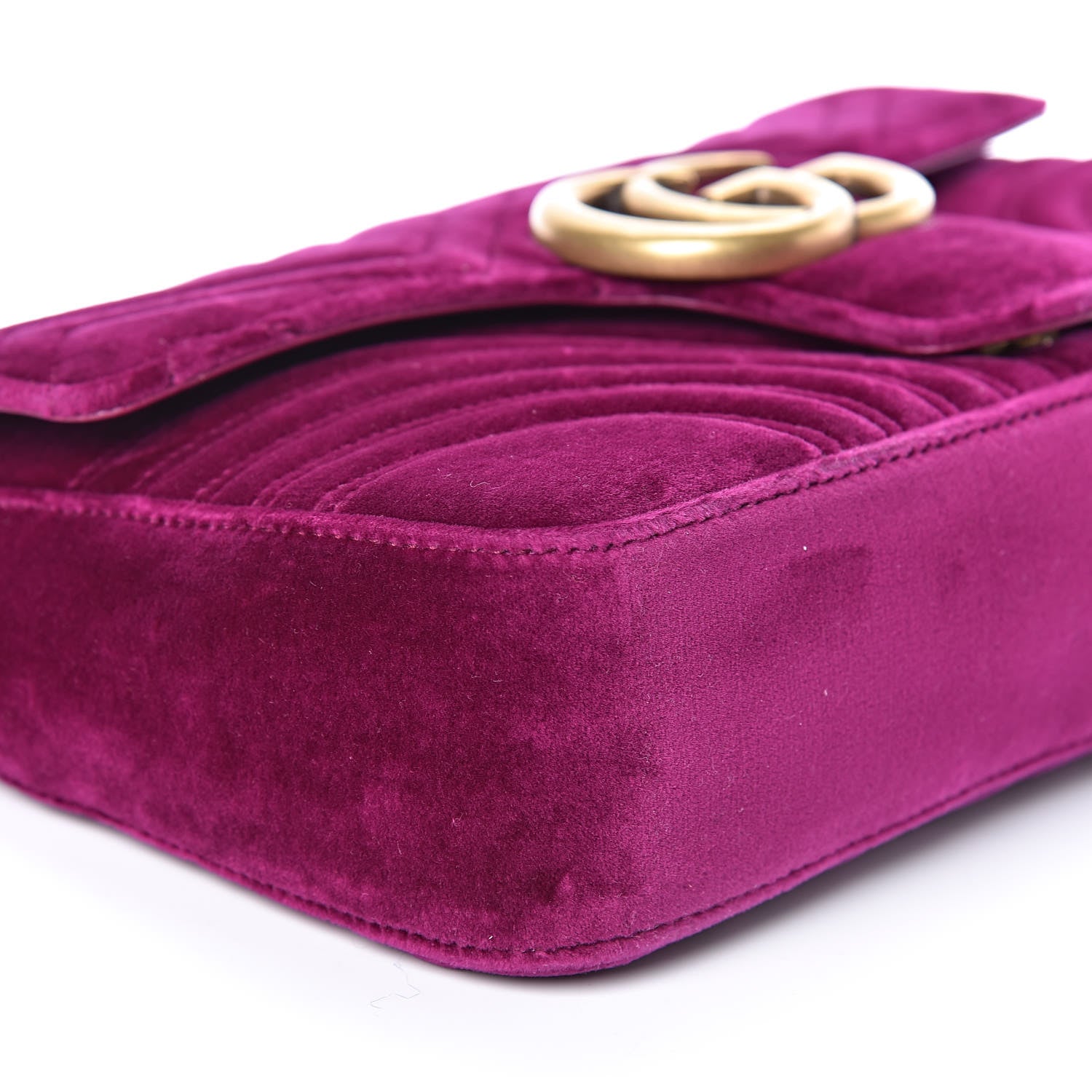 Gucci Velvet Matelasse Medium GG Marmont Shoulder Bag Fuchsia Violet Cyclamen 8 of 9