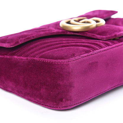 Gucci Velvet Matelasse Medium GG Marmont Shoulder Bag Fuchsia Violet Cyclamen 8 of 9