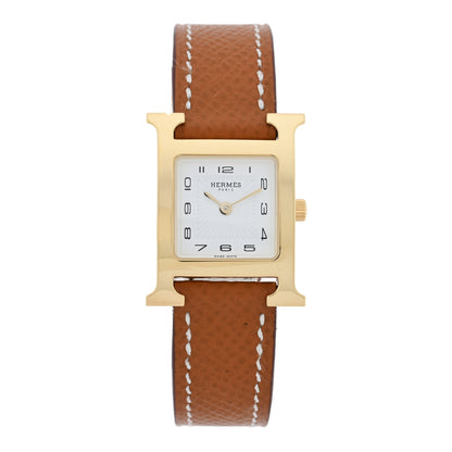 Hermes Stainless Steel Epsom 21mm Heure H Hour Quartz Watch Gold 1 of 5