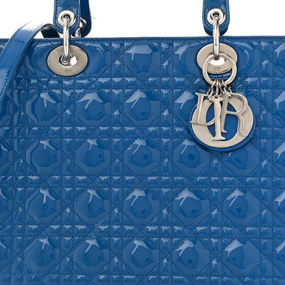Christian Dior Patent Cannage Large Lady Dior Blue 8 of 13
