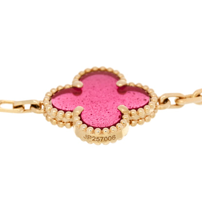 Van Cleef & Arpels 18K Yellow Gold Pink Enamel 5 Motifs Vintage Alhambra Bracelet 4 of 5