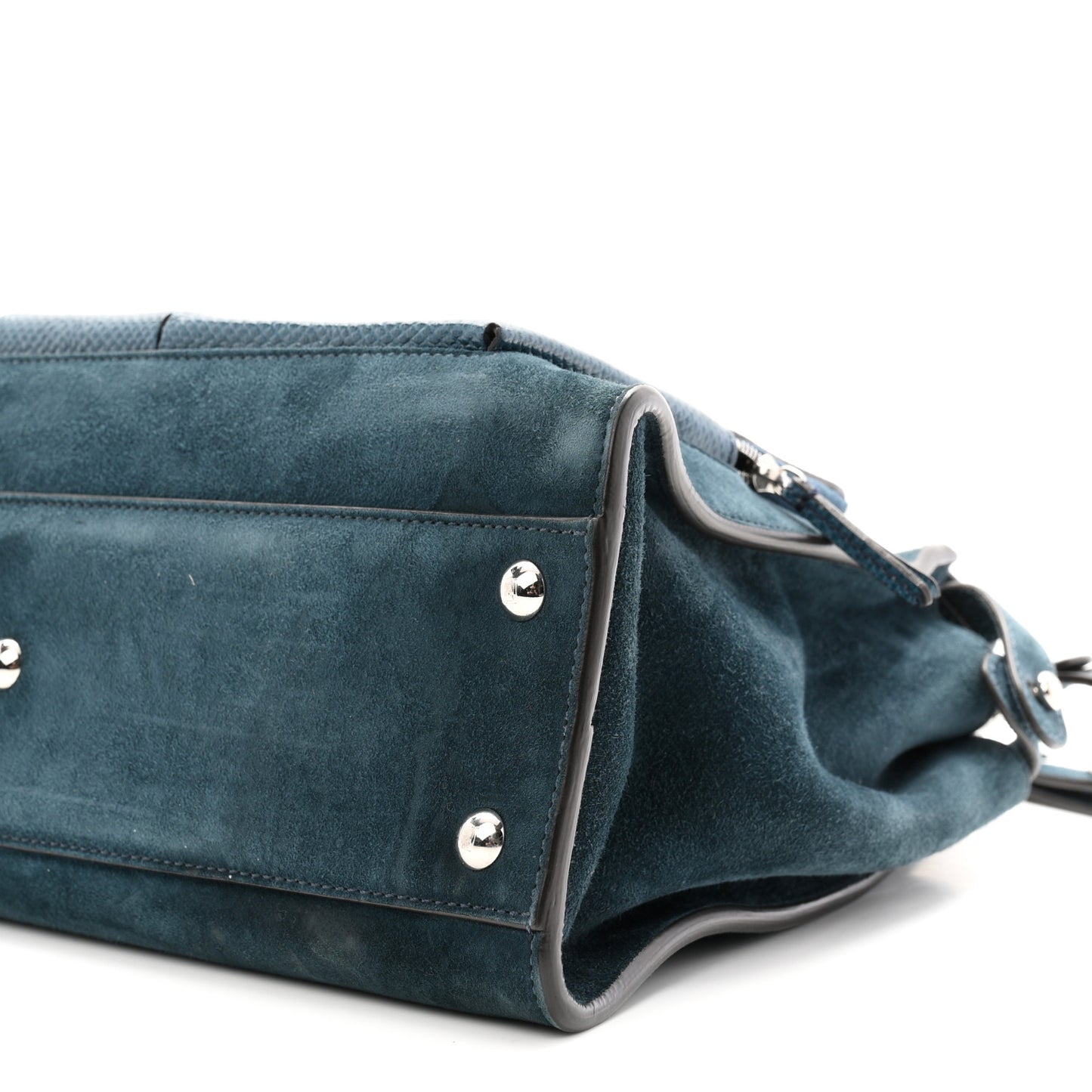 Chamois Karung Shiny Nappa Medium 3 Pocket Peekaboo Iconic Satchel Cobalto Petrolio