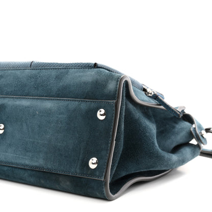Fendi Chamois Karung Shiny Nappa Medium 3 Pocket Peekaboo Iconic Satchel Cobalto Petrolio 10 of 10