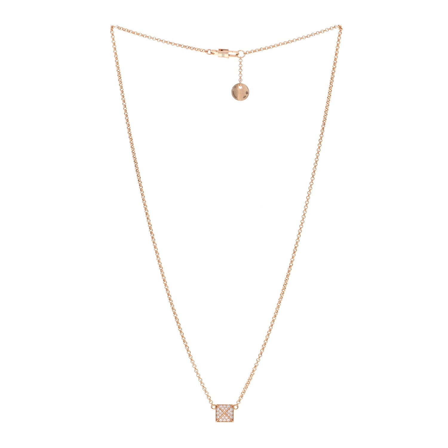 Hermes 18K Rose Gold Diamond Clou d'H Pendant Necklace 3 of 5