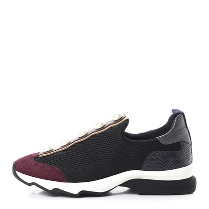 Fendi Neoprene Lizard Embellished Pearl Technical Sneakers 36.5 Black Amarone Asfalto 1 of 10