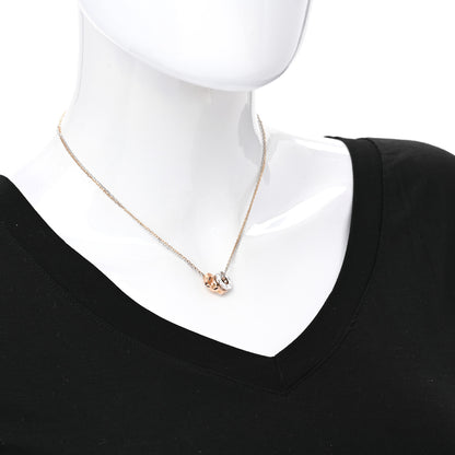 Cartier 18K White Pink Gold Diamond Three Ring LOVE Pendant Necklace 2 of 6