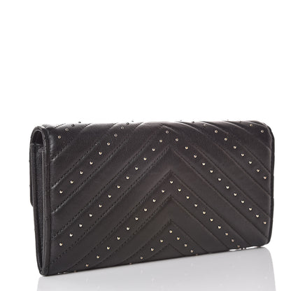 Chanel Sheepskin Chevron Quilted Studded Reissue Flap Wallet Black 3 of 10