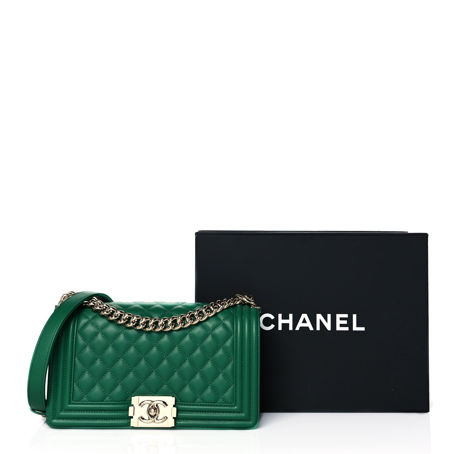 Chanel Lambskin Quilted Medium Boy Flap Green 11 of 11