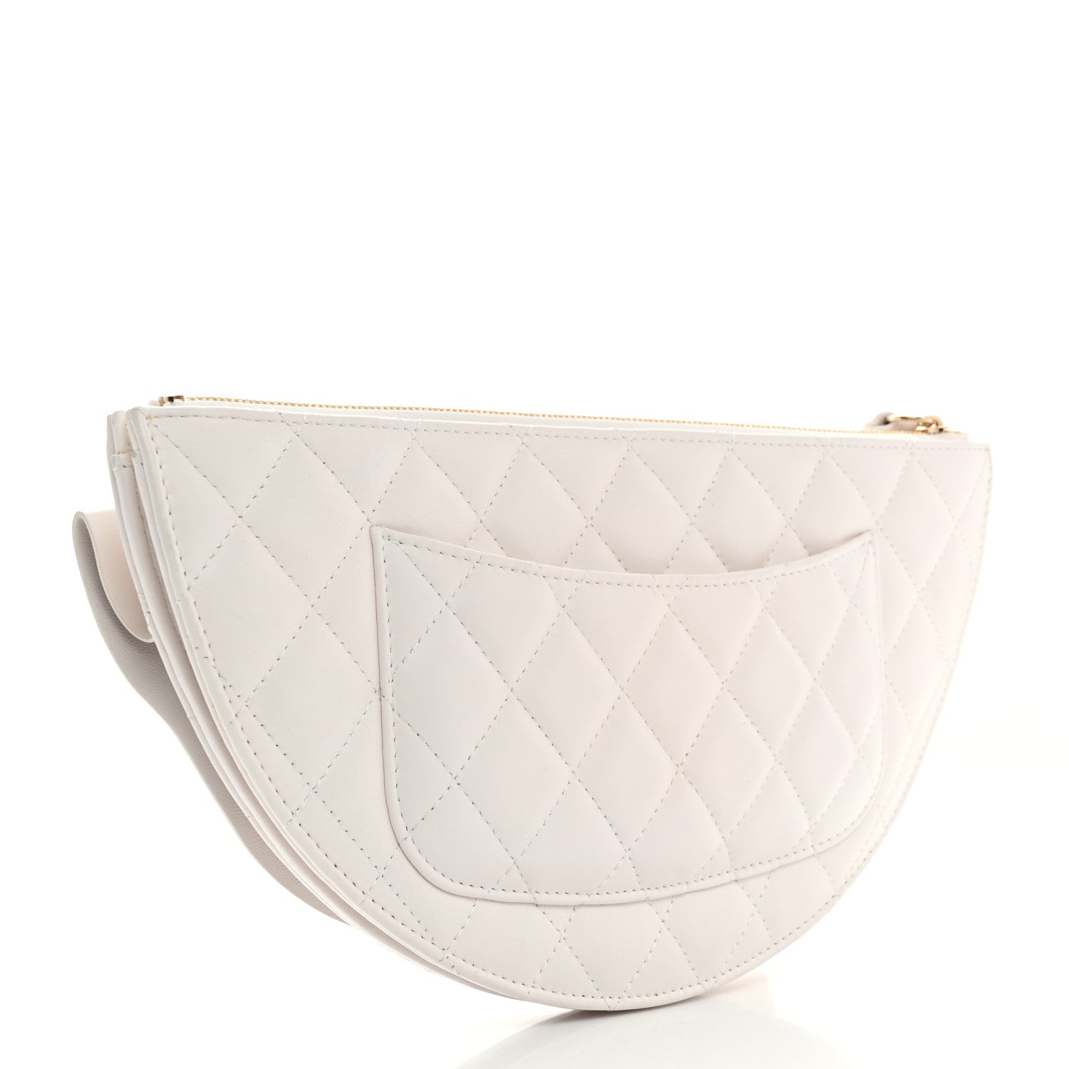 Chanel Lambskin Quilted Wave Clutch White 3 of 8