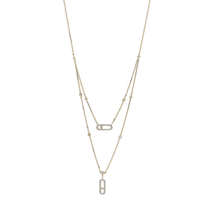 Messika 18K Yellow Gold Diamond Move Uno 2 Rows Pave Necklace 1 of 4