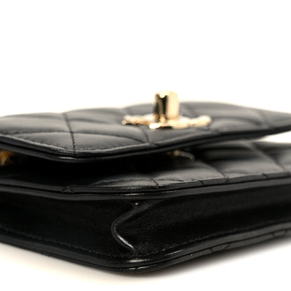 Chanel Lambskin Quilted Trendy CC Card Holder On Chain Black 10 of 12