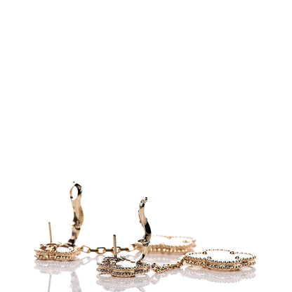Van Cleef & Arpels 18K Yellow Gold Mother of Pearl 2 Motifs Magic Alhambra Earrings 3 of 4