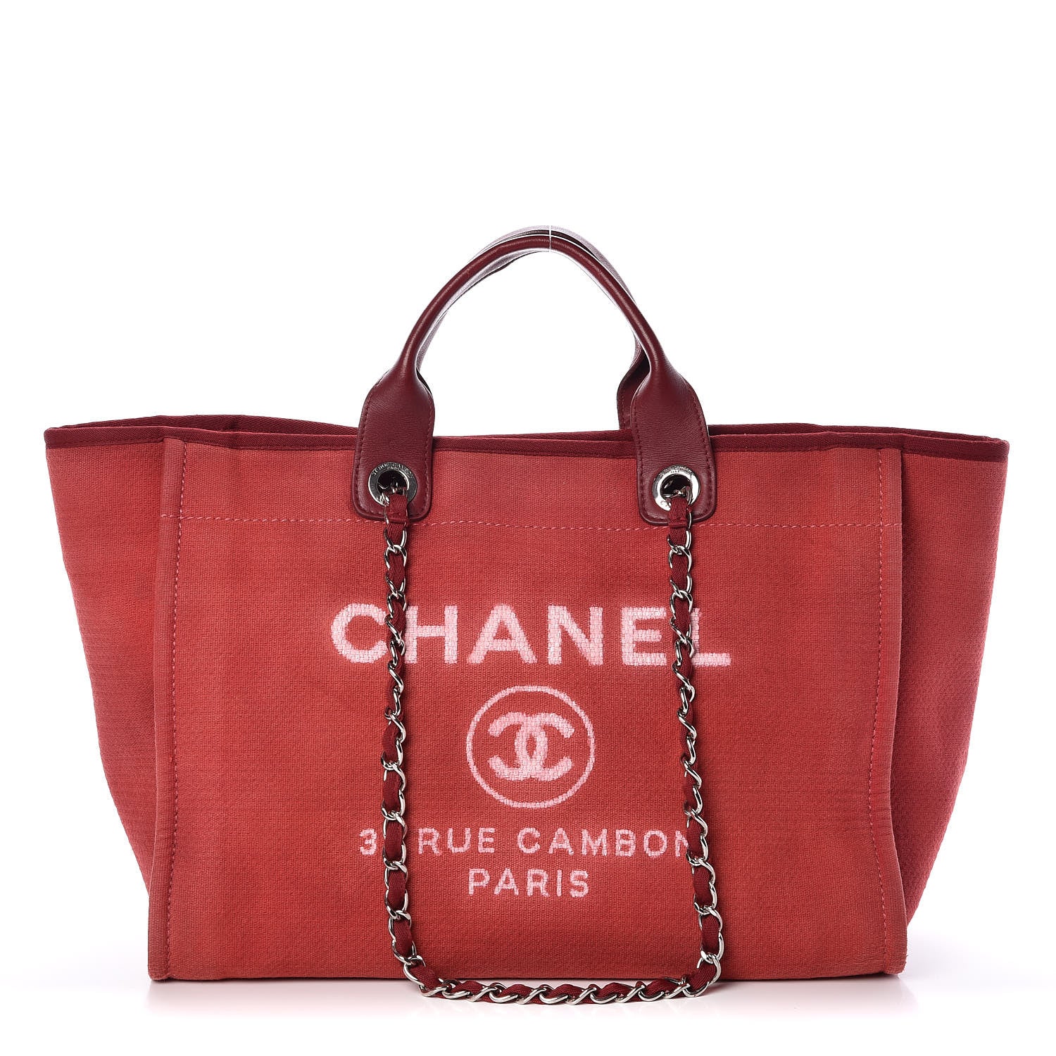 Chanel Canvas Large Deauville Tote Red 1 of 9