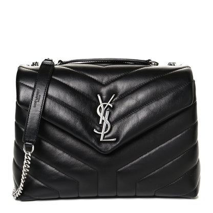 Saint Laurent Calfskin Y Quilted Monogram Small Loulou Chain Satchel Black 1 of 13
