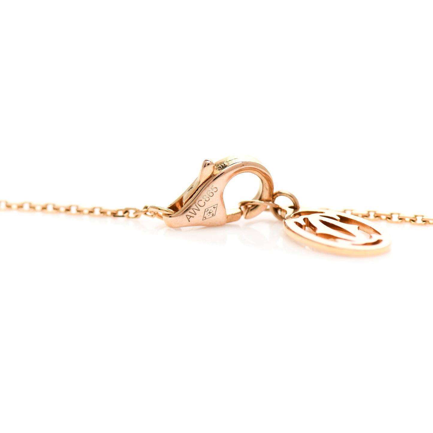 18K Pink Gold Diamond Symbols Cross Pendant Necklace