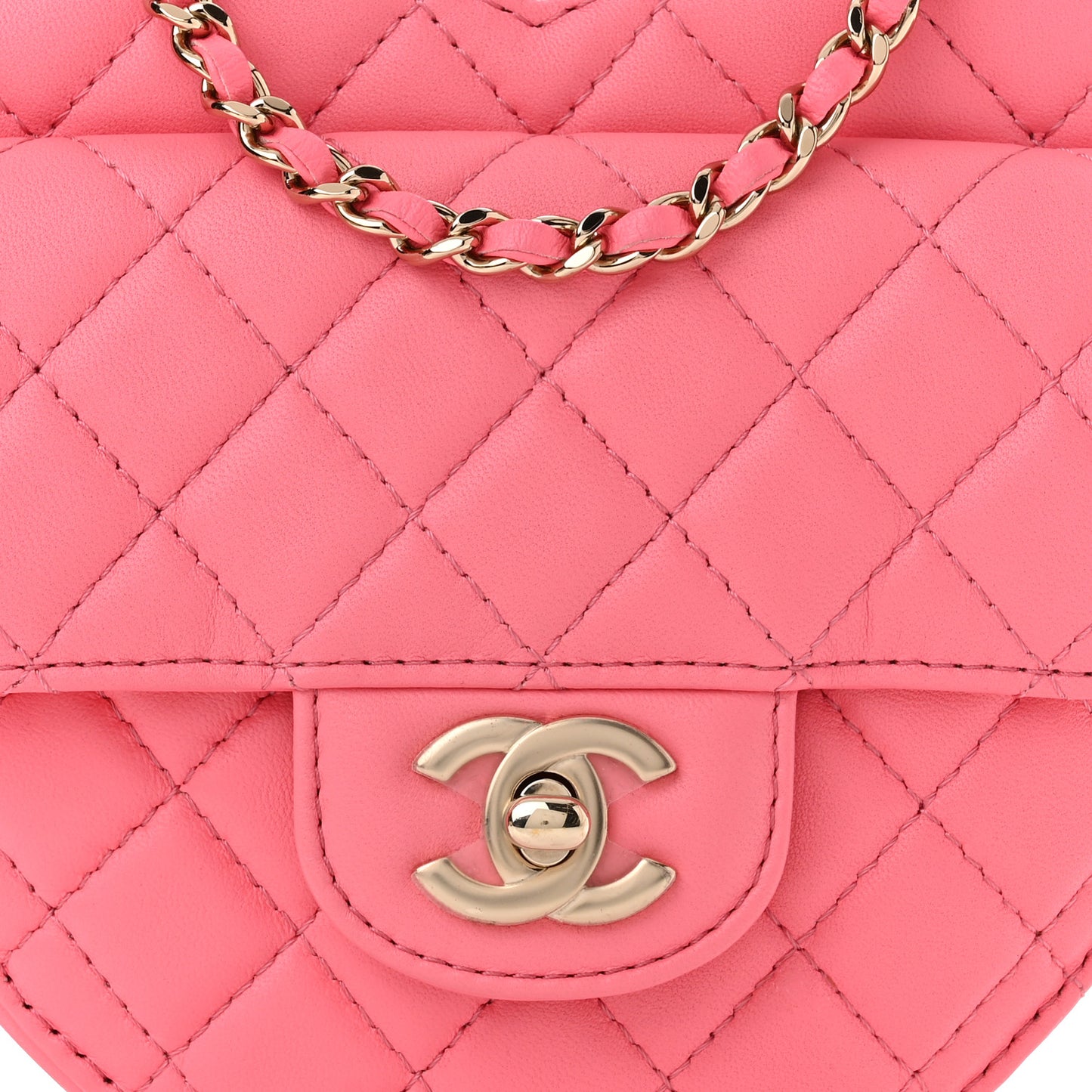 Lambskin Quilted CC In Love Heart Bag Pink
