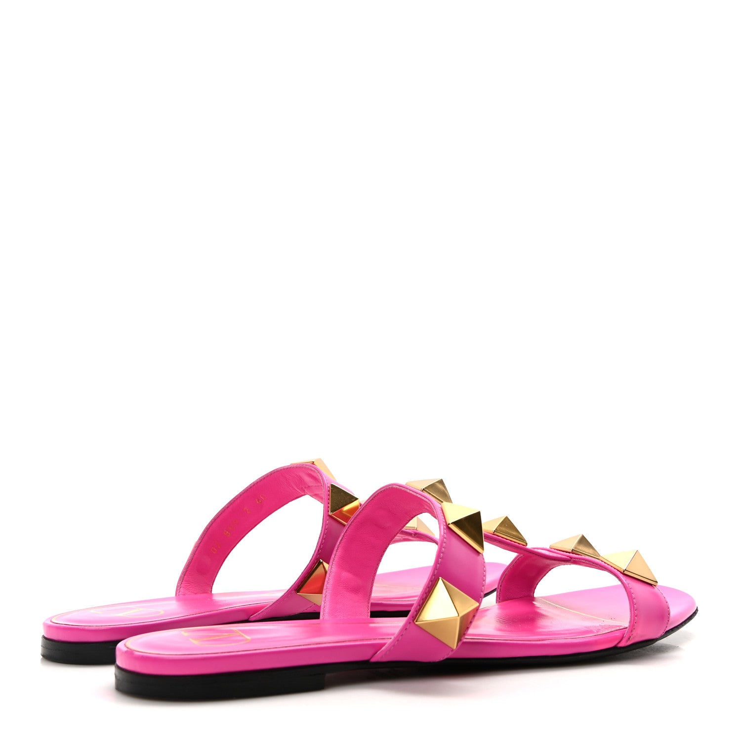 Valentino Garavani Calfskin Roman Stud Flat Sandals 40 Feminine Pink 5 of 9