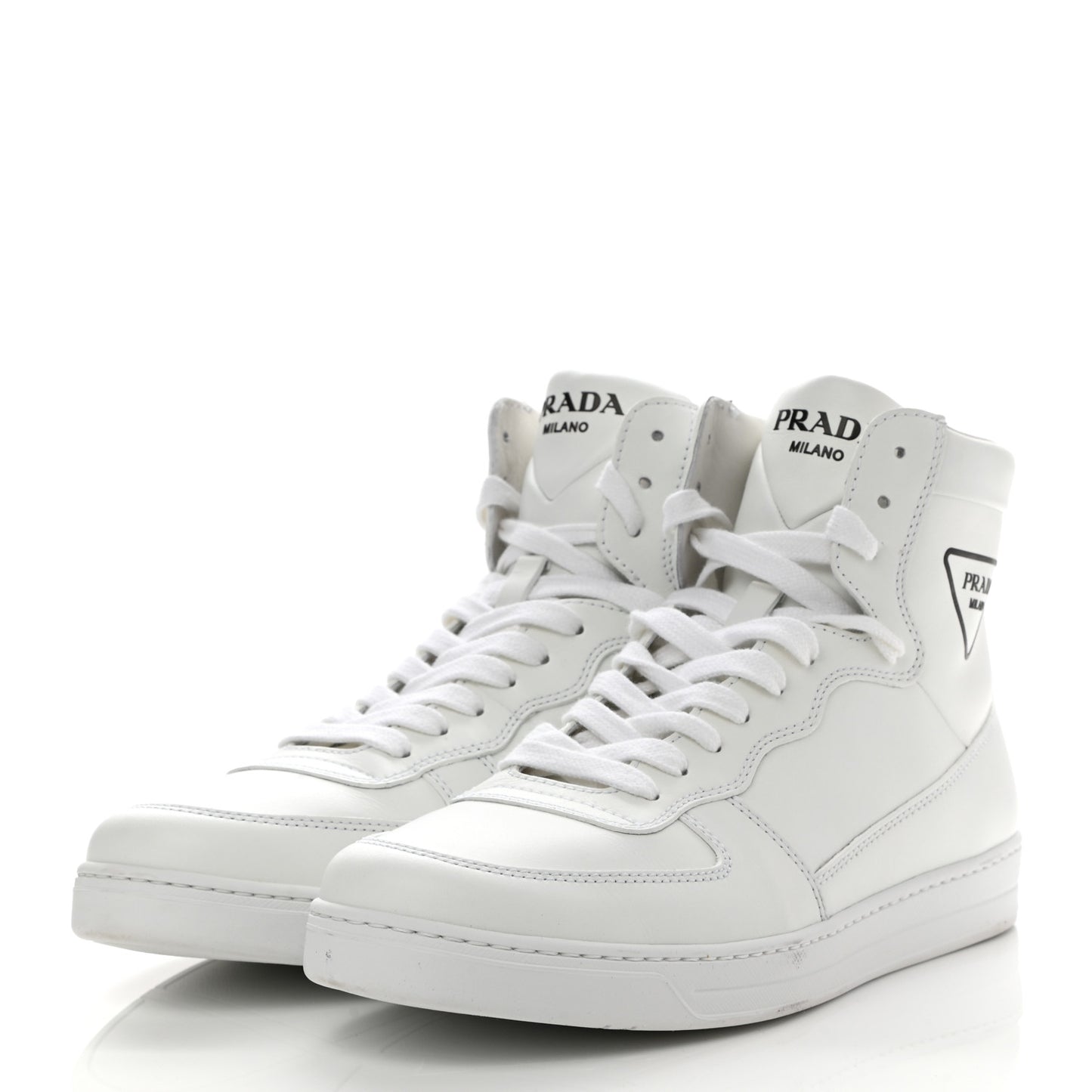 Vitello Soft Triangle Logo Mens High Top Sneakers 7.5 White