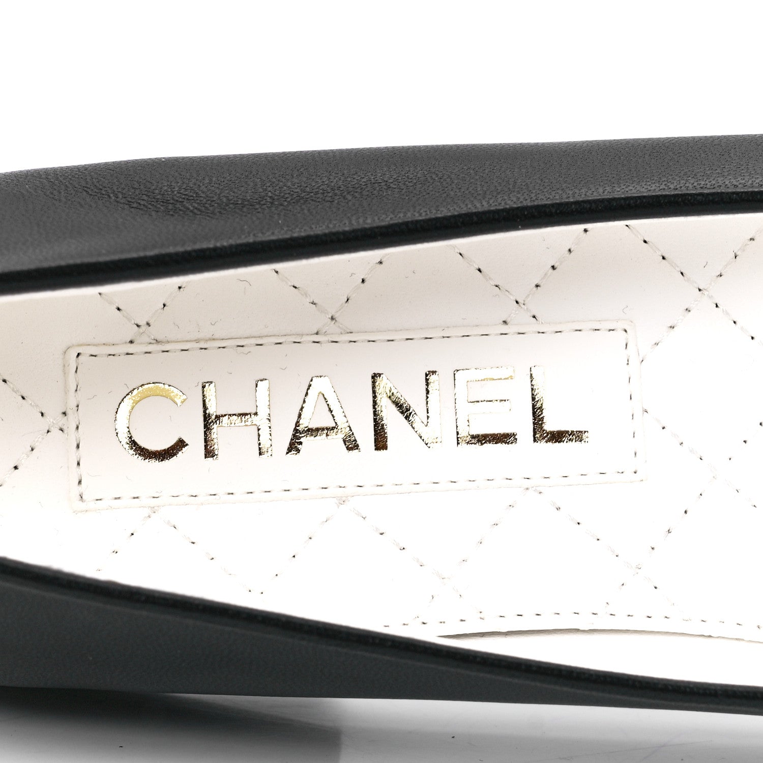 Chanel Lambskin Patent Calfskin Cap Toe Ankle Chain Ballerina Flats 38 Black 7 of 9