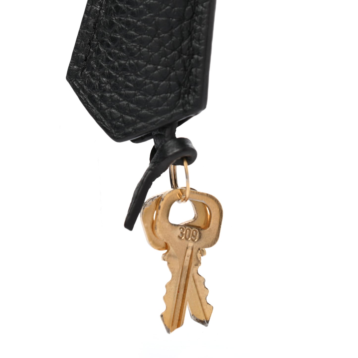 Calfskin Clochette Key Bell Holder and Lock Set Black