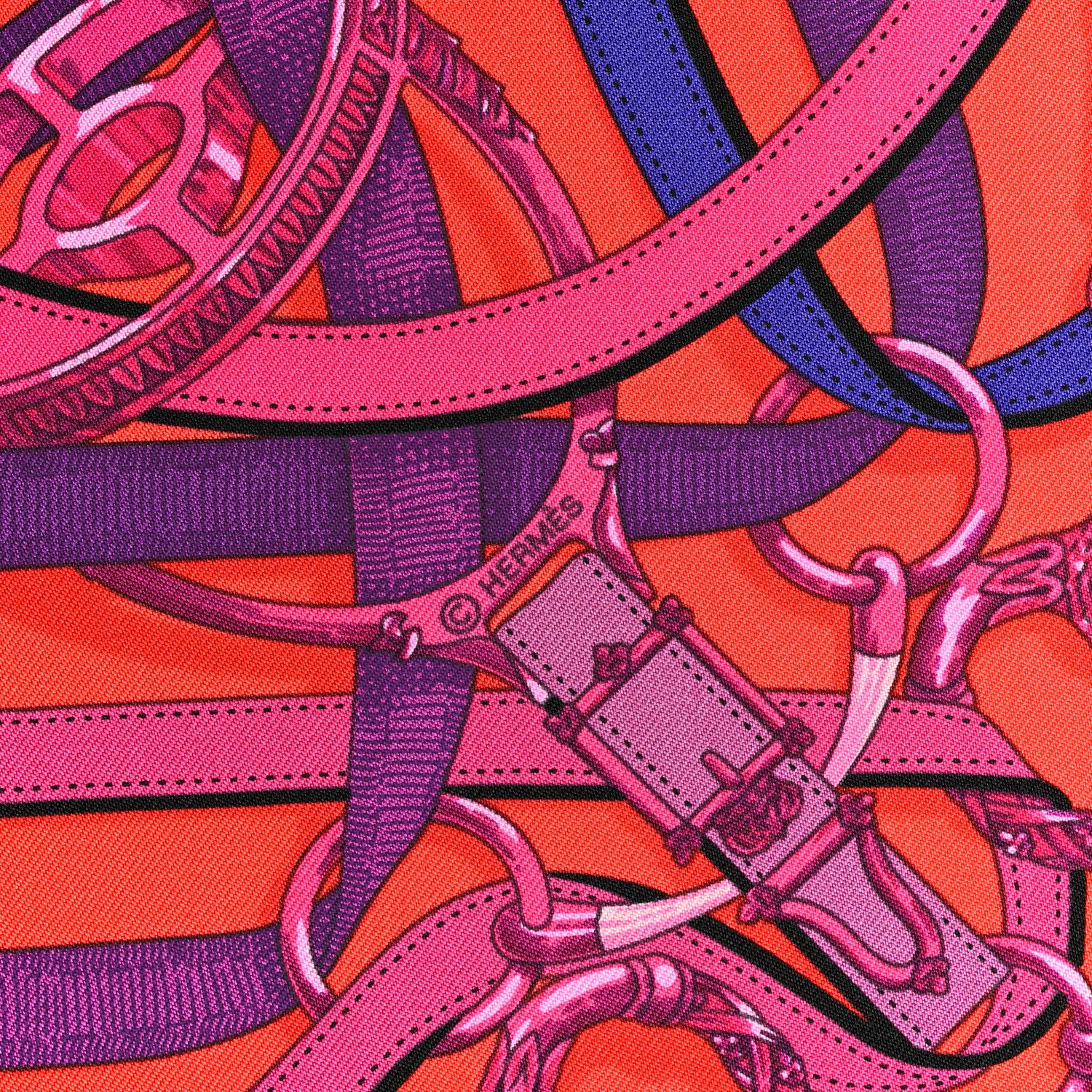 Hermes Silk Cavalcadour Scarf 45 Violet Rouge Indigo 4 of 5