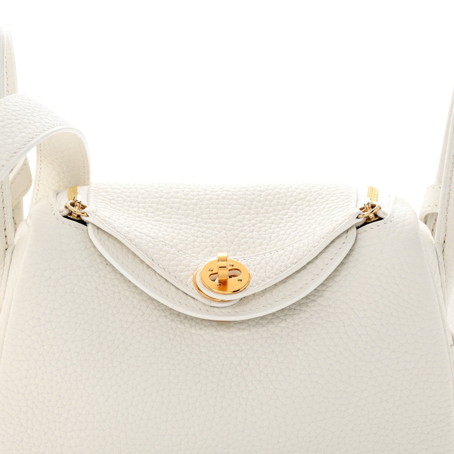 Hermes Taurillon Clemence Mini Lindy 20 New White 8 of 11