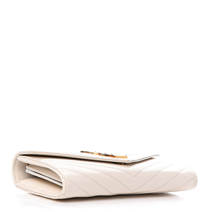 Saint Laurent Grain De Poudre Matelasse Large Monogram Flap Wallet Porcellana 4 of 11