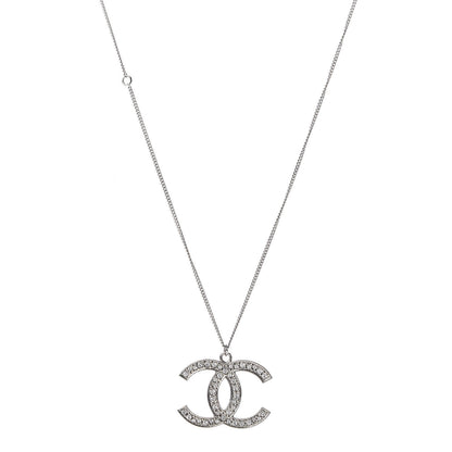 Chanel Crystal CC Pendant Necklace Silver 1 of 6