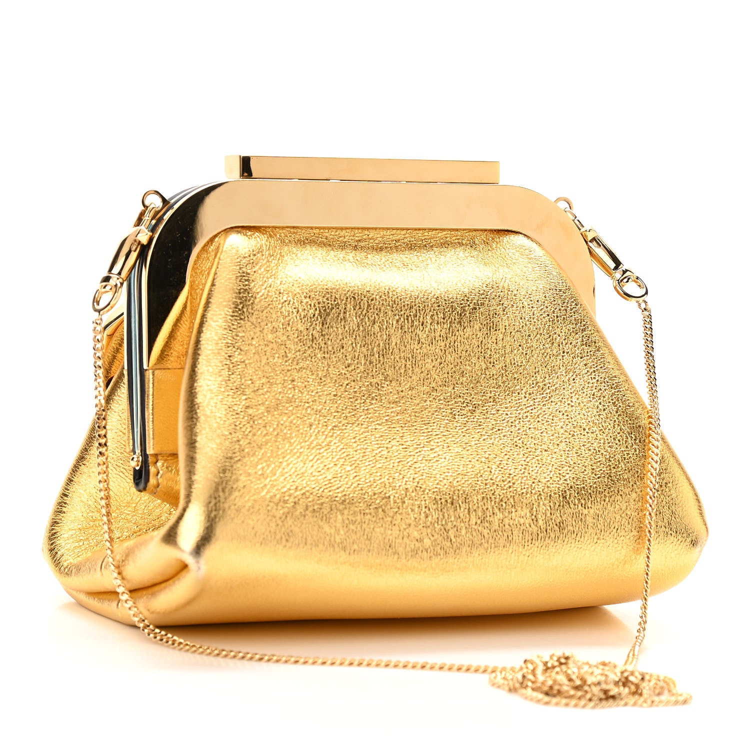 Valentino Garavani Metallic Calfskin Mini Supervee Clutch Soft Gold 2 of 9
