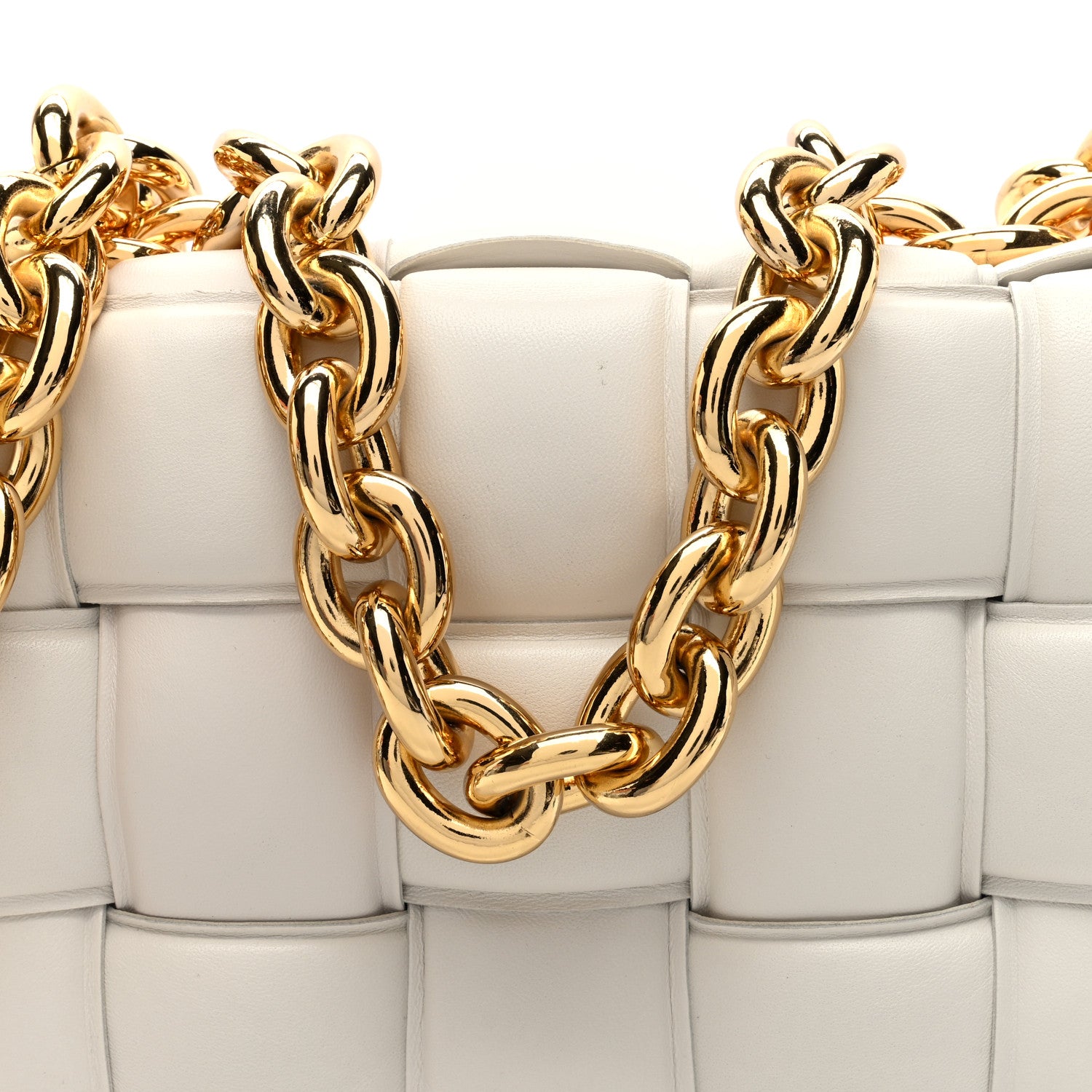 Bottega Veneta Lambskin Maxi Intreccio Padded Chain Cassette Crossbody Bag Chalk 7 of 9